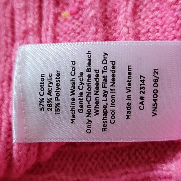 Talbots Confetti Marled Lightweight Cable Knit Sweater Pink Size MP NWT - Picture 11 of 13